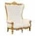 Lazarus Double King Chair - Gold Frame with White Faux Leather