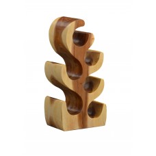 6 Bottle Sculptured Wood Wine Rack 