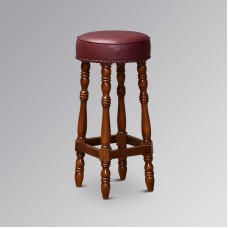 Saloon Bar Stool in Chestnut Colour & Oxblood Faux Leather