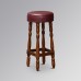 Saloon Bar Stool in Chestnut Colour & Oxblood Faux Leather