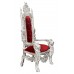 Throne Chair - Lion King - Silver Frame Upholstered in Plush Red Velvet