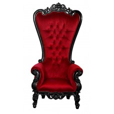 Throne Chair – Lazarus King Chair - Sultry Black Frame in Ruby Red Velvet