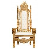 Lion King Throne Chair - Gold Frame with White Faux Leather
