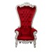 Throne Chair – Lazarus King Chair - Silver Frame Upholstered in Ruby Red Velvet