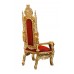 Throne Chair - Lion King - Gold Frame with Wine Red Velvet Upholstery