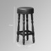Saloon Bar Stool in Chestnut Colour & Oxblood Faux Leather
