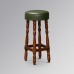 Saloon Bar Stool in Chestnut Colour & Green Faux Leather