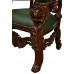 Throne Chair - Lion King - Solid Mahogany Frame Upholstered in Faux Green Leather