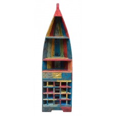 Reclaimed teak wood dinghy wine bar