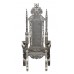 Throne Chair - Silver Frame - Lion King - upholstered in Grey Brushed satin