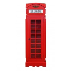 Drinks Cabinet - Iconic BT Telephone Box Style Bar in Pillar Box Red - Mini