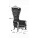 Throne Chair – Lazarus King - Silver Frame Upholstered in Plush Black Velvet