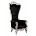 Throne Chair – Lazarus King - Silver Frame Upholstered in Plush Black Velvet