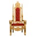 Lion King Throne Chair - Gold Frame with Saddle Red Faux Leather