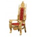 Lion King Throne Chair - Gold Frame with Saddle Red Faux Leather